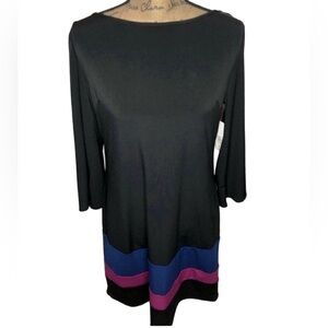 NWT Laundry by Design Popover Dress Black Stripe Hem Size L